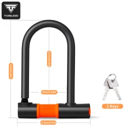 TOSUOD U-Lock High-Strength Alloy Steel Zinc Alloy Lock Cylinder With 2 Keys For Mountain Road Folding Electric Motorcycle Etc U Lock