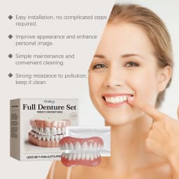Instant Smile Comfort Fit Flex Denture Set With Gutta-Percha Safe Material Restoration Decorate Gaps Temporary Full Dentures Kit