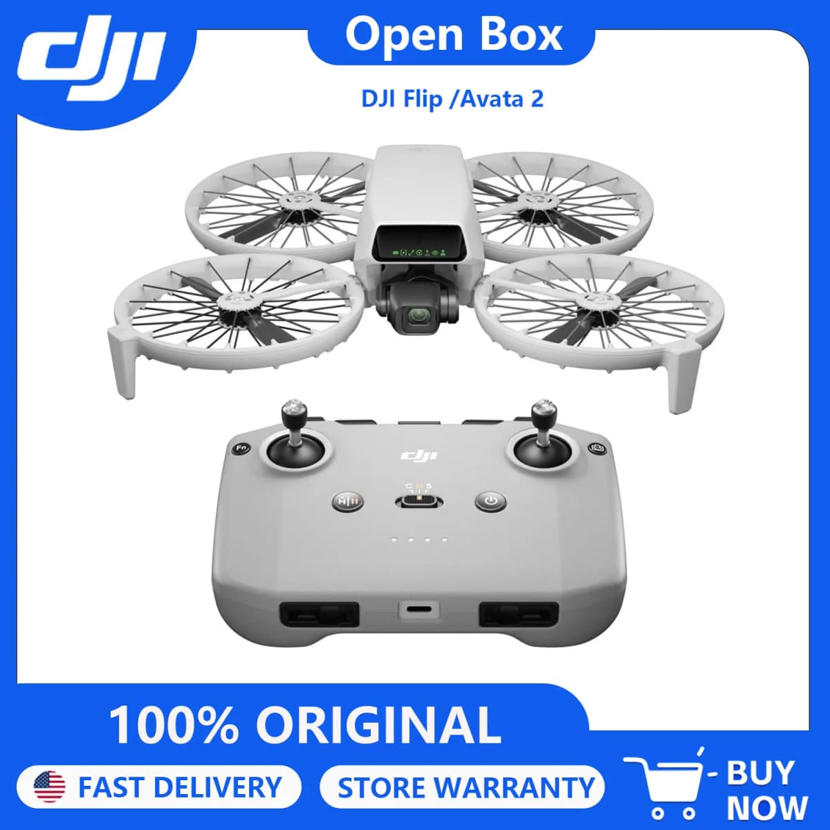 Open Box-DJI Drones Flip Combo With Controller, Drone With 4K UHD Camera for Adults, Palm Takeoff, Auto Return, Intelligent Flight