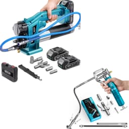 SEESII 10000PSI Electric Grease Gun Kit 4.6 OZ/MIN Auto Greasing with 2*2.0A Battery & 4000 PSI Mini Manual Grease Gun 3 Oz Portable Small Grease Gun Kit