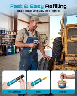 SEESII 10000PSI Electric Grease Gun Kit 4.6 OZ/MIN Auto Greasing with 2*2.0A Battery & 4000 PSI Mini Manual Grease Gun 3 Oz Portable Small Grease Gun Kit