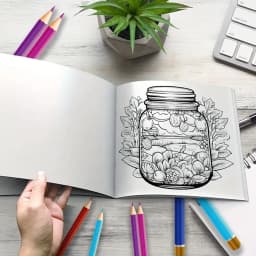 World In A Jar Fantasy Coloring Book for Kids Teens Adults, Enchanted Mini Fairy Forest Mushroom Cottage Landscape Drawing Activity Book, Thick No Bleed Paper Magical Themed Art Workbook, Great Gift for Boys Girls & Dreamy Art Fans