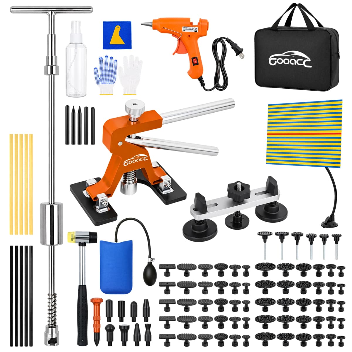 Nilight Car Dent Puller Paintless Dent Repair Kit Adjustable Lifter Glue Gun Rubber Hammer Tap-Down Pen 18 Puller Tabs Removal Tool for Car Refrigerator Dents Hail Damage Door Body Ding