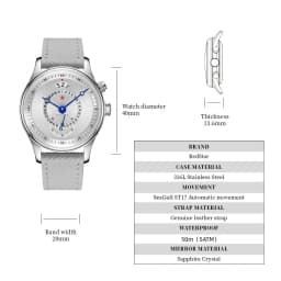 RED STAR 40mm Watches for Men Seagull ST1716 Movement 5ATM Automatic Mechanical Watch Push-Button Calendar Sapphire Crystal