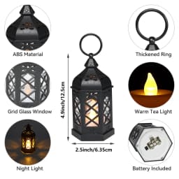 12pcs set of LED lantern retro atmosphere decorative lights, LED small candle lanterns Christmas table center decorations