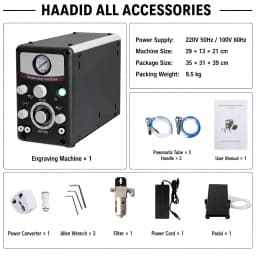 110V HH-G01 Pneumatic Engraving Machine with Two Handpiece 400-8000RPM Hand Engraving & Stone Setting Tools Air Graver Engraver G8 Quick Set-up Jewelry Pneumatic Impact Engraving Machine