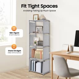 4-Tier Floor Bookshelf, Modern Narrow Storage Shelf for Living Room Office, Bookcase Organizer with 17.64lbs Capacity per Tier