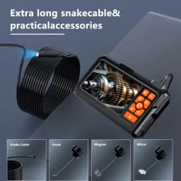 4.3 Inch IPS Screen Industrial Endoscope Camera 1080P HD IP67 Waterproof Borescope 2600mAh Rechargeable Inspection Camera With Adjustable LED Lights for Car Engine Maintenance Sewer Pipe Home Wall Checking