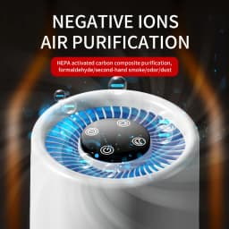 Portable Air Purifier HEPA Activated Carbon Composite Filter Blue Light Negative Ion 2 Speed Touch Control USB Type-C Quiet Night Mode Aroma Tank
