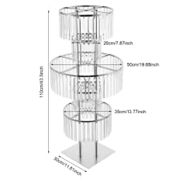 NEWEST Silver Crystal Vases for Centerpieces, 47.2in Metal Pedestal Stands for Table Chandelier Centerpiece Wedding, 5 Tier Round
