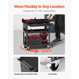 SucceBuy 4-Tier Rolling Tool Cart on Wheels Mechanic Cart with Drawer & Pegboard Tool Storage Organizerfor Garage Repair Shop