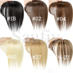 5cmx9cm Highlights Brown Human Hair Toppers With Bangs Women Clip in Hair Toppers for Thinning hair Brown Blonde Hairpieces
