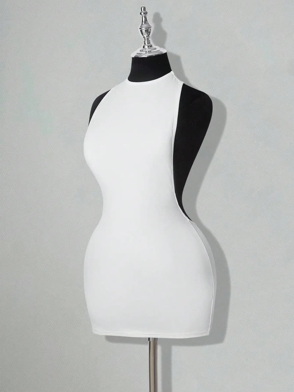 Solid Color Backless Bodycon Mini Dress White Sexy Club Party Dress