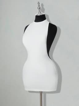 Solid Color Backless Bodycon Mini Dress White Sexy Club Party Dress