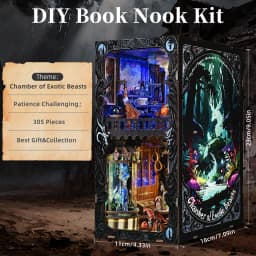 Book Nook Kit Rare Beast Collection Room 3D DIY Wooden Puzzle Handmade Bookshelf Dollhouse Model Bookend Building Home Deco