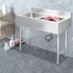 Freestanding Rectangular Silver Stainless Steel Sink 150kg Load Capacity Commercial Outdoor Sink for Homes/Restaurants