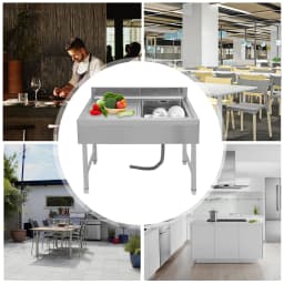 Freestanding Rectangular Silver Stainless Steel Sink 150kg Load Capacity Commercial Outdoor Sink for Homes/Restaurants