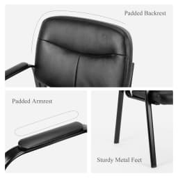 JHK Ergonomic Padded Backrest Leather Office Chair Waterproof PU Leather Conference Room Padded Sponge Cushion Arms Desk Chair