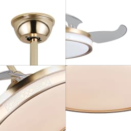 42 Inch Ceiling Fan Speed 3 Color with Remote Control Temperature 3000K-6000K Dimmable LED Reversible Quiet Motor Gold Ceiling Fan Lamp for Bedroom Living Room Kitchen Home