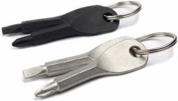 2 Set(4PCS) Portable Multifunction Key Chain Screwdriver Mini Key Shape Travel Kits Outdoor EDC Screwdriver Tool with Key Ring(Color: Black Silver)