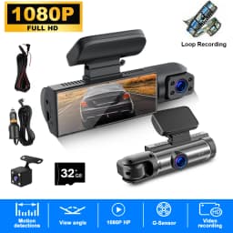 ZNLYRION Full HD 1080P Car Dashcam Front+Interior+Rear Camera 130° Wide Angle Night Vision G-Sensor Parking Monitor Car Driving Recorder