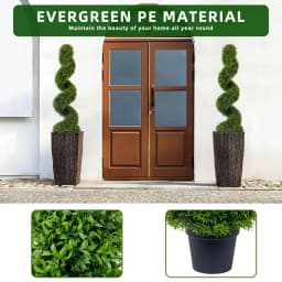 2 Pack 120cm Artificial Spiral Boxwood Topiary Tree with black pot, Faux Potted Topiary Plant, Fake Shrubs Tree for Front Door Home Balcony Backyard Patio Decoration