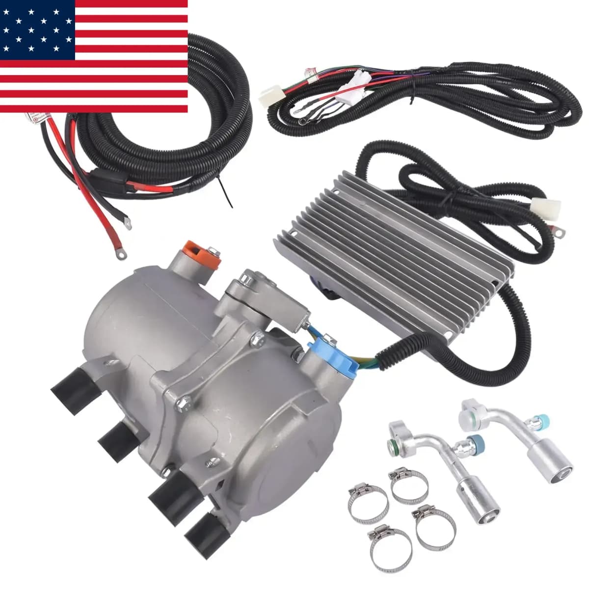 AP03 Universal Auto 12V Electric Semi-closed Horizontal Scroll A/C Compressor Kit