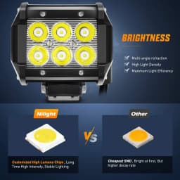 Nilight 18W LED Light Bar 8PCS 3.8inch 1260lm Spot LED Pods Driving Fog Light Off Road Lights Bar Jeep Lamp