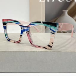 1 Pair of New Classic Bohemian Large-Frame Square Fashion Anti-Blue Glasses, Unisex, High-Quality Multi-Color Block Versatile Street Style Glasses for Women, Suitable for Daily Wear and as Decorative Glasses