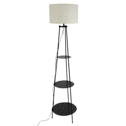 Floor Lamp with 3-Tier Storage Shelves 3-color Dimmable Lamp LED Light for Various Living and Working Spaces
