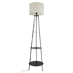 Floor Lamp with 3-Tier Storage Shelves 3-color Dimmable Lamp LED Light for Various Living and Working Spaces