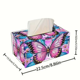 1 Piece Diamond Painting Set, Tissue Box, Butterfly Pattern, Wooden Material, Suitable for Living Room, Bedroom Desktop Placement