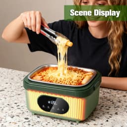 1.5L Cordless Electric Heated Lunch Box 18000mAh Rechargeable Battery 60W Food Warmer with Timer 304 Stainless Steel Container Portable Thermal Lunch Box For Work Travel Office