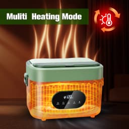 1.5L Cordless Electric Heated Lunch Box 18000mAh Rechargeable Battery 60W Food Warmer with Timer 304 Stainless Steel Container Portable Thermal Lunch Box For Work Travel Office