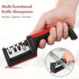 4 Stages Manual Knife Sharpener Multi-function Kitchen Blade Sharpening Tool Safe Non-slip Base Handheld Scissors Knife Sharpener for Chef Knives Pocket Blades Kitchen Gadget