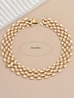1pc Stylish Hollow-Out Shiny Wide Chain Clavicle Necklace for Punk Hip-Hop Fashion