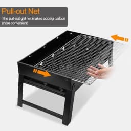 Foldable 17 Inch Portable Charcoal Tabletop BBQ Grill Stainless Steel Compact Barbecue Grill For Outdoor Camping Beach Backyard Picnic RV Travel