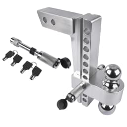 AP03 Aluminum Adjustable Trailer Hitch Ball Mount, Fits 2" Receiver, 10" Drop/Rise Drop Hitch, 12,500 LBS GTW, 2" and 2-5/16"