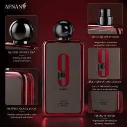 AFNAN 9PM Rebel Eau De Parfum 3.4 Fl. Oz / 100ml for Unisex Long Lasting Luxury Arabian Perfume Spray Fruity Citrus Pineapple Apple Vanilla Amber Woody Musk Fragrance Daily Wear Travel Gift