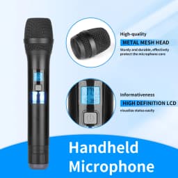NXG UR-338 Dual Channel UHF Wireless Handheld Microphone System, Dual Independent Digital LCD Display, Intelligent Noise Reduction Dynamic Mic Core, Zero Latency Clear Hi-Fi Sound, Stable Long-Range Transmission, Plug and Play Set for Home KTV