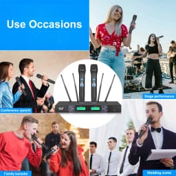 NXG UR-338 Dual Channel UHF Wireless Handheld Microphone System, Dual Independent Digital LCD Display, Intelligent Noise Reduction Dynamic Mic Core, Zero Latency Clear Hi-Fi Sound, Stable Long-Range Transmission, Plug and Play Set for Home KTV