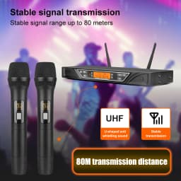 NXG NG-9 Dual Channel UHF Wireless Handheld Microphone System,, Noise Reduction Mic Capsule, Anti-Whistling Function, Metal Receiver with XLR & 6.35mm Output, Adjustable Frequency LCD Display,CPlug and Play for Karaoke, Stage, Conference & Church