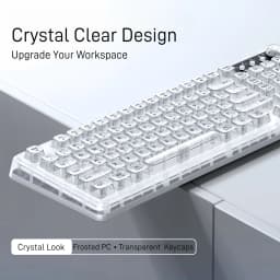 F99 Gasket Transparent Wireless Gaming Keyboard, Tri‑Mode 2.4G/BT/USB‑C, 99‑Key 1800 Compact Layout, RGB Clear PC Keycaps, Mechanical‑Like Typing Feel for Office & Desk Setup
