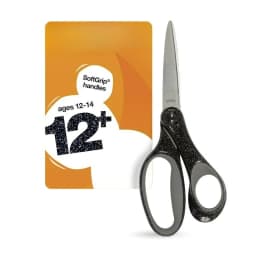 7-inch Student Scissor Ages 12-14, Black Glitter, 1 Count, Middle School and Craft Scissors