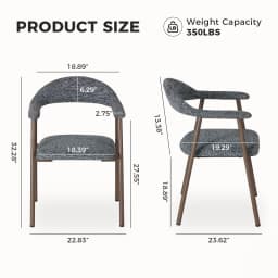 MCQ Ergonomic Backrest Office Chair Set of 2 Modern Linen Fabric Upholstered Side Chairs with Curved Backrest Metal Frame Chairs