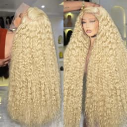 613 Deep Wave Frontal Wig 13x6 HD Water Wave Lace Front Wigs 220 Density 30 38 Inch Honey Blonde 13x4 Transparent Curly Lace Raw Remy Frontal Wig