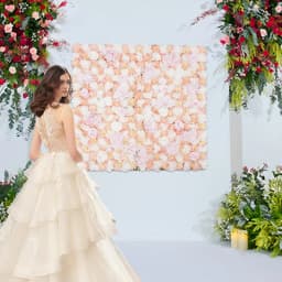Artificial Flower Wall Panels 1*1m Flowers Wall Backdrop Silk Rose Flower Panels W/Straps for Wedding Photography Event Party Wall Decorations,Pink