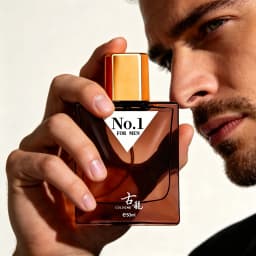 50ml No.1 Men's Leather Woody Cologne, Long Lasting Masculine Eau de Toilette, Grapefruit Mint Tangerine Top, Rose Cinnamon Spice & Amber Leather Base, Daily Business Dating Party Fragrance Gift for Him
