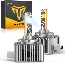 Termitor D3S Light Bulbs – 80,000LM 6500K Cool White, IP68 Waterproof, 1:1 OEM Direct Fit, Long-Lasting Durability, 1000% Brighter for Fog Light Use, Pack of 2