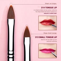 Jessup Lip Brushes Set, Pro Contour Different Lip Shapes, Synthetic, Small / Cat-Tongue / Flat / Round / Tapered-Tip Lip Liner B